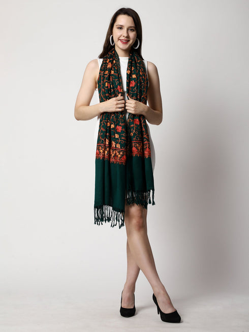 Women's Aari Embroidery Wool Stole